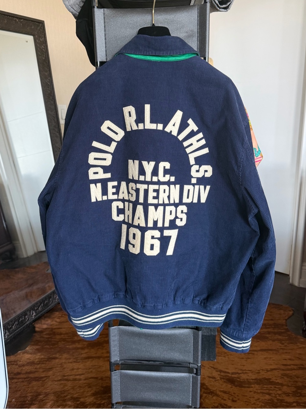 Ralph Lauren Navy Corduroy Reversible Varsity Jacket